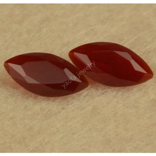Sale 1.5x3~8x16mm 5A Dark Red Frosted Bottom Marquise Shape Cut Synthetic Glass Stone Loose Glass Not Polished Back Gems For DIY