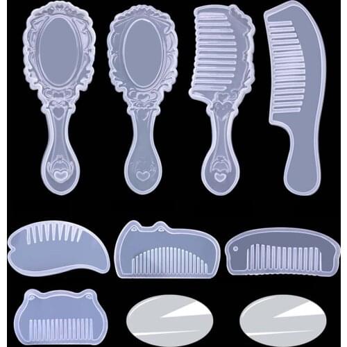 8pcs Comb+2 mirrors/Set Silicone Mold Baking Accessories Epoxy Resin Jewelry Making Tools DIY Casting Mold Hand Craft
