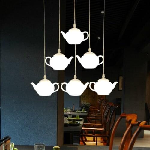 Modern teapot chandelier LED single head tea room small chandelier creative hotel coffee shop decorative art lamp ZP504120