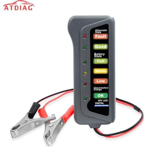 Battery Tester Digital Capacity Tester Checker For 12V Battery Power Supply Tester Measuring Instrument with 6 LED light Display