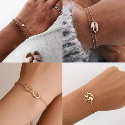 Vintage World Map Pendant Bracelets For Women Simple Adjustable Gold Bohemian Jewelry Earth Day Gifts Christmas