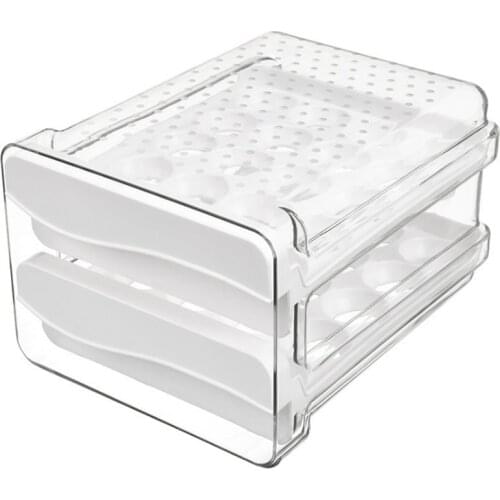 Egg Storage Box Refrigerator Fresh-Keeping Drawer Egg Box Double-Layer 40-Compartment Transparent Egg Tray Organizer