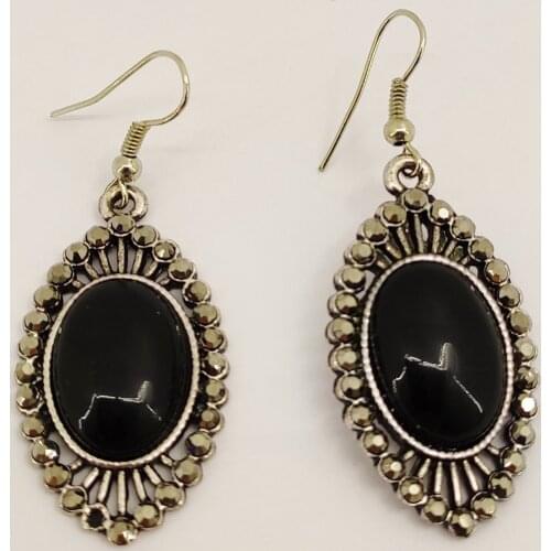 Black Zircon Stone Motif Silver Color Classic Style Women Earrings Classic womens drop earrings fashion wedding earrings 2020 earrings jewelry
