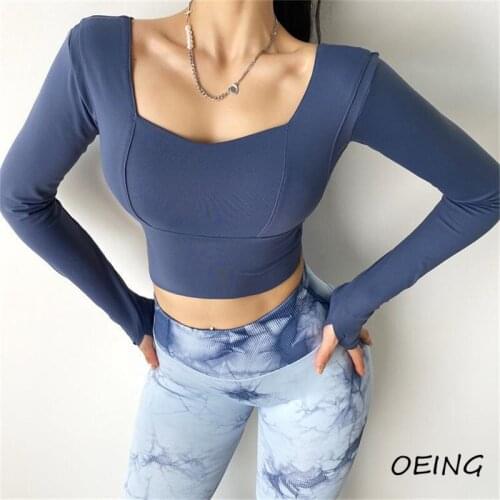 Long Sleeve Women Yoga Sport Shirts Wear Fitness Quick Dry Crop Top Workout Gym Crop Top Women