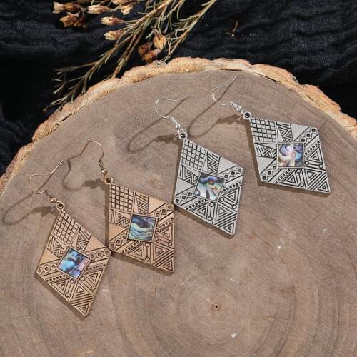 Antique Copper Silver color Geometric Rhombus Dangle Earrings Hanging for Women 2020 Fashion Wedding Party Jewelry Accessories