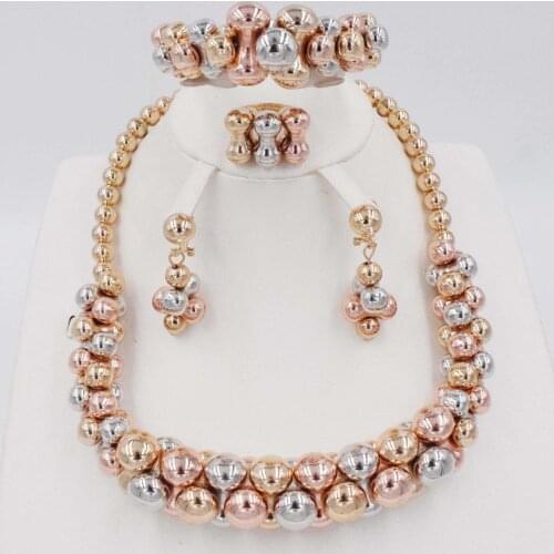 Women Bridal Fine Crystal African Beads Jewelry Sets For Wedding Party Dress Accessories Set Earrings Pendants Necklace Rings