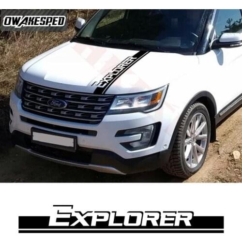 1set Racing Sport Car Bonnet Stripes For-Ford Explorer Car Hood Engine Cover Sticker Auto Body DIY Vinyl Decals