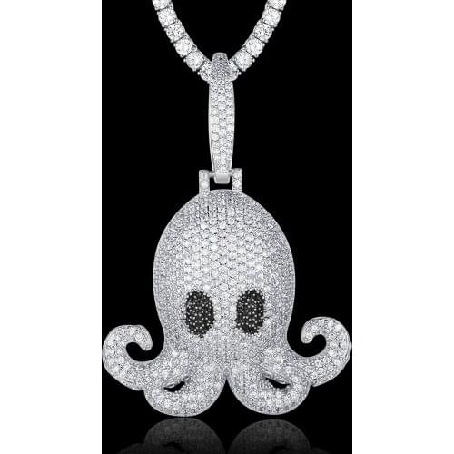 100% Micro Zircon Hip Hop Cute Octopus Pendant Necklace For Men Jewelry Wholesale Gift Iced Out Necklaces Factory Prices