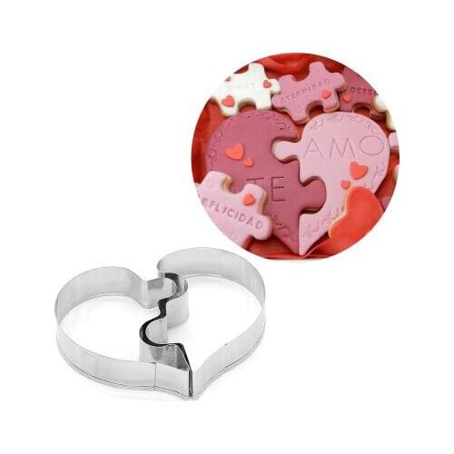 2pcs/set Love Puzzle Cookie Cutter Stainless Steel Cookie Cutter Wedding Cake Decorating Tools DIY Pastry Biscuit Baking Molds