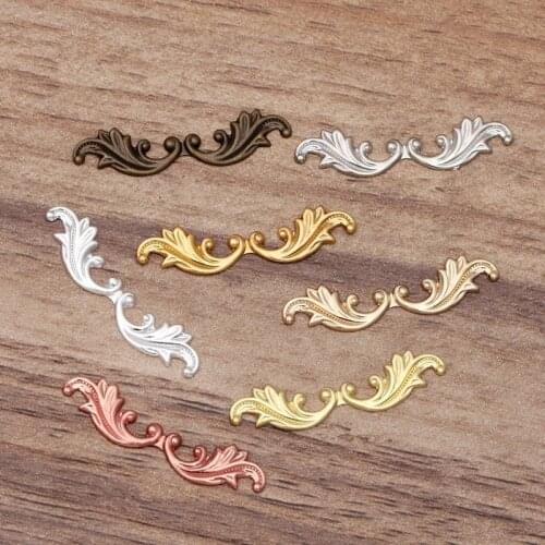 20 PCS 30mm Brass Leaf Filigree Flower Sheet For Hair Headwear Accessories DIY Handmade Jewelry Findings
