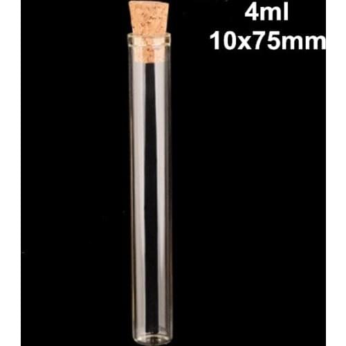 200 X 4ml Test Tube Glass Bottle Vase Pendant Glass Vial With Cork 10x75mm