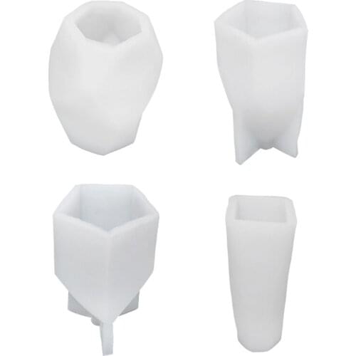 T5EF 3D Geometric Shape Candle Mold Silicone Soap Making Mould Fondant Candy Cake DIY