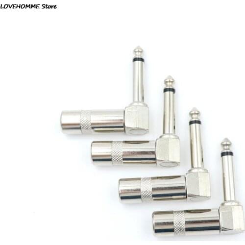 4pcs High Quality 6.35mm 1/4 Inch Jack Right Angle Male Mono Plug L-shape Connector For Guitar Audio