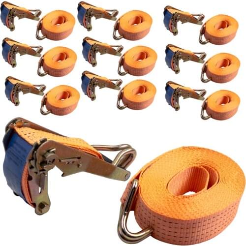 50MM 8M 5T J HOOK Heavy Duty Ratchet Strap - 5000KG 8 Metre 5 Ton Tie Down Lashing Trailer