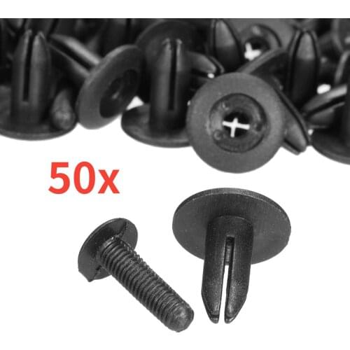 50pcs 6mm Hole Black Universal Car Truck Bumper Fender Rivet Fastener Clips
