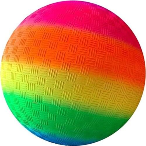 8.5 Inch Eco-Friendly Plastic Playground Ball Children Kids Rainbow Colorful Sports Soccer Inflatable Bouncy Kick Ball