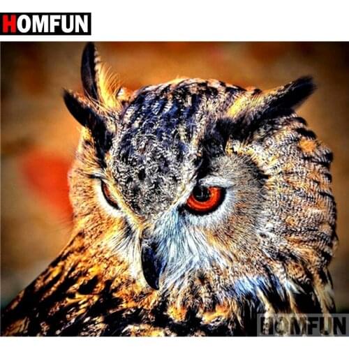 HOMFUN Full Square/Round Drill 5D DIY Diamond Painting "Animal owl" Embroidery Cross Stitch 3D Home Decor A10569
