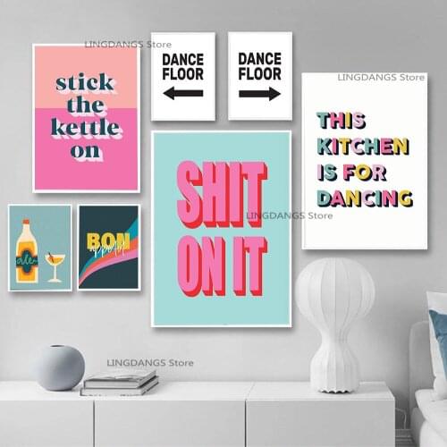 5d Diy Diamond Painting This Kitchen Is For Dancing Art Poster Colourful Retro Diamond Mosaic Cross Stitch Kits Home Decor Gift