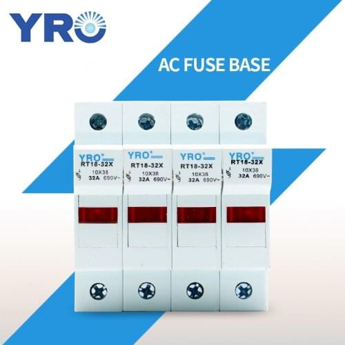 AC 1PC 4P Fuse Base 690V 32A With LED light Matching Fuse 10x38MM R015 only Fuse Base RT18-32X
