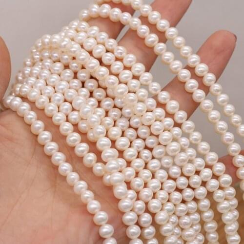 Natural Freshwater Pearl Beads Round Pearls Bead for DIY Jewelry Making Necklaces Bracelets Length 36cm/Strand Size 5-5.5cm