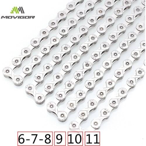 Movigor Ultralight Steel Bike Chains 1 6 7 8 9 10 11 Speed MTB Road Bike Chains 116L Bicycle Chain For Shimano/SRAM Cycling Part