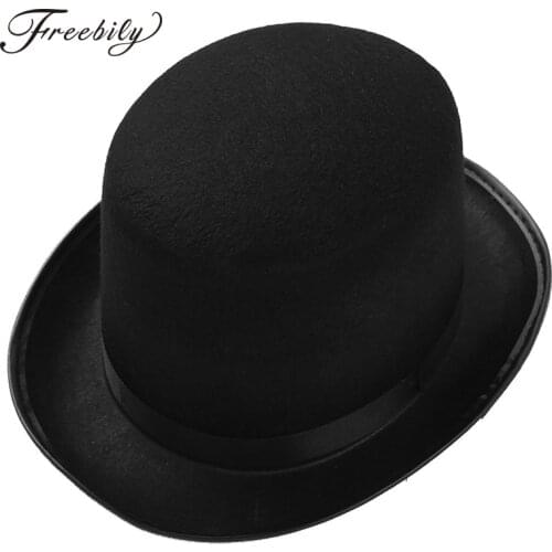 Black Kids Children/Adults Sleek Felt Top Hat Fancy Dress Up Party Accessory for Magician or Ringmaster Costumes