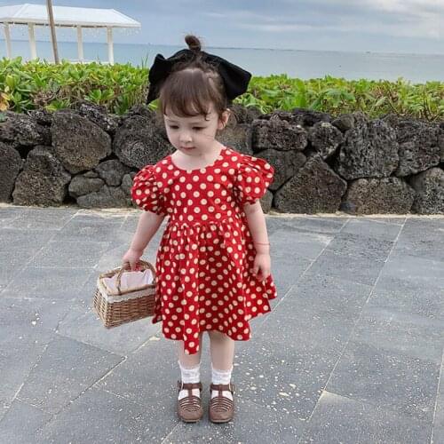 Childrens Wear 2020 Summer Girls' Dress Retro Polka Dot Childrens Backless Skirt Red Polka Dot Skirt dress girl Casual