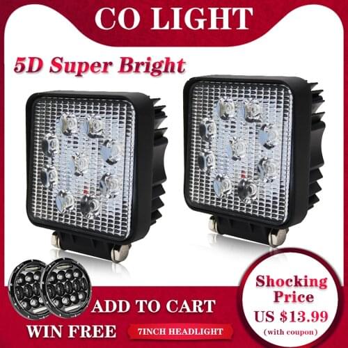 CO LIGHT 5D Led Work Light Bar 27W 4inch Offroad Car Headlight for Trucks Tractor Boat Trailer 4x4 SUV Led Driving Light 12V 24V