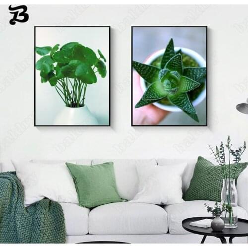 Canvas Painting Wall Art Green Plants Landscape Bonsai Succulents Canvas Posters and Prints for Living Room Home Wall Decor