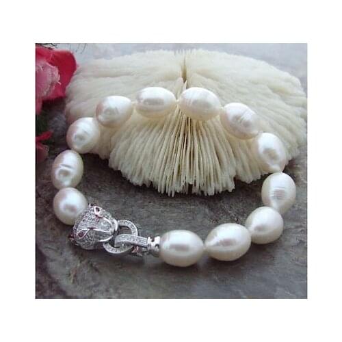 Beautiful STUNNING Natura 11-13mm Southsea Grey Black White baroque pearl bracelet 8inch