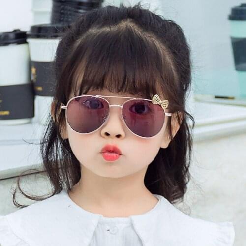 Fashion Girls Bow Sunglasses Metal Frame Kids Glasses Children Outdoor Goggles Party Eyewear Cute Style Sun Glasses