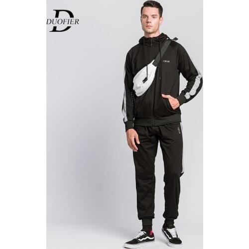 Winter Brand Men Tracksuit Set Stripe Splicing Mens Cardigan Hoodies + Pants Casual Autumn Sportswear Hoodie Jogger Sets Male