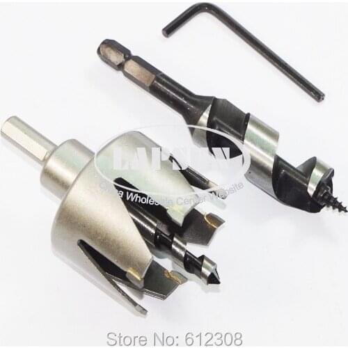 54mm (2-1/8") Lock Installation Kit TCT T.C.T Hole Sew Drill Cutter + Auger Bit 22mm Diameter For Plastic Wood Door
