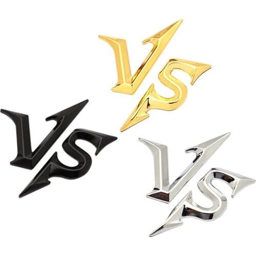 1Pcs Car Metal Badge Emblem 3D VS Car Trunk Auto Logo Adhesive Decal Sticker For Most Cars