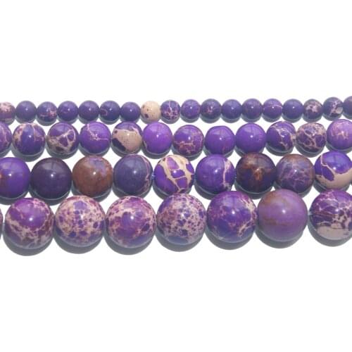 Natural Stone Purple Sea Sediment Turquoises Imperial Jaspers Beads 4 6 8 10 MM Pick Size For Jewelry Making DIY Bracelet