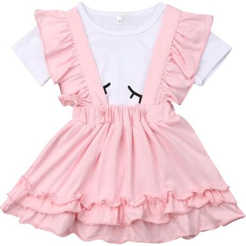 Baby Girl Clothes Summer Toddler Kids Baby Girl Eyelash Top Bib Short Dress Summer Outfits Clothes