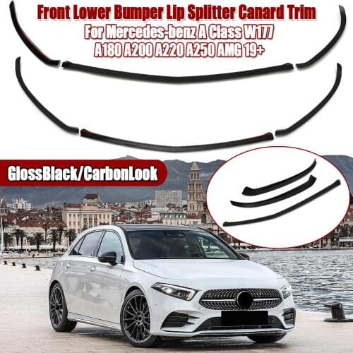 Pair Front Lower Bumper Lip Splitter Canard Trim For Mercedes-benz A Class W177 A180 A200 A220 A250 for AMG 2019 2020 2021 2022