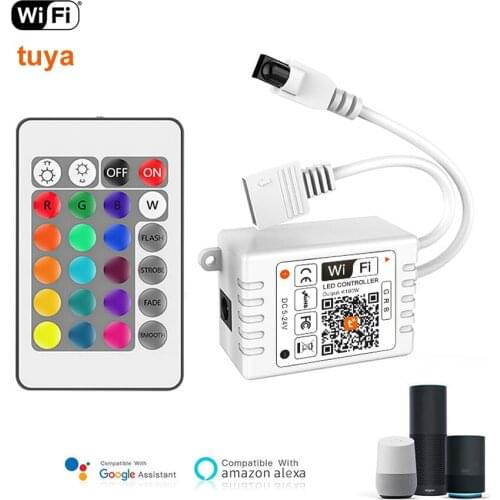 Dc 5-24v Ir Remote Control tuya Wifi Led Controller for Strip Tape 72w Led Rgb Controller Music Time Alexa Rgb Wifi Controller
