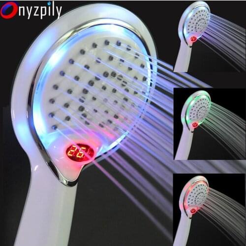 Lcd Shower Led Hand held Shower Head 3 Colors Led Shower head With Temperature Digital Display Water Powered LCD Shower Spray