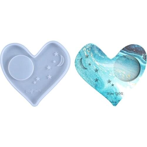 Love Heart Shape Wedding Table Scatter Decor Rustic Shape Coaster Silicone Mold Candle Holder Making Tool silicone mold