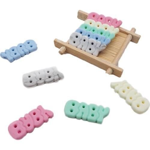 Chenkai 50PCS Letter BABY Silicone Baby Teether Soothing Teething Food Grade For DIY Infant Teethers Pacifier Chain Pendant