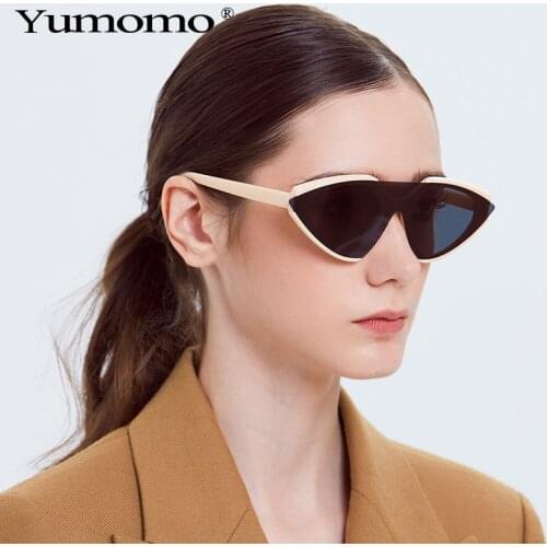 One-Piece Cat Eye Sunglasses Women Fashion Steampunk Sun Glasses Unique Personality Eyewaer Retro Ladies Sunshade UV400 Oculos