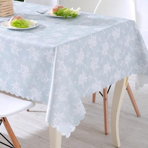 Modern PVC Rectangle Tablecloth Home Decor Blue/Milky/Pink Waterproof Oilproof Dining Table Cover Family Table Cloth Easy Clean