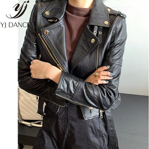 Special Offer Leather Leather Jacket Female Spring Autumn Short Motorcycle Locomotive Leather Leather Leather Coa Tide NICE046