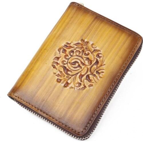 YourSeason 2021 Unisex Retro Credit Card Holder Genuine Leather Multi-card Position Card Wallet Embossing Cowhide Coin Purse