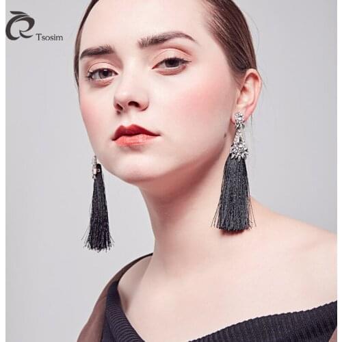 2018 fashion earrings for woman in long tassle earring designed post earrings shiny Plated large punk Earrings party wholesale