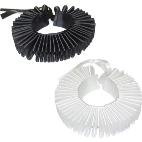 Womens Victorian Renaissance Ruffled Neck Collar Satin Clown Cosplay Choker A0NF
