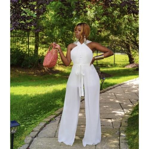 2021 Best Quality Famous Brand Jumpsuits Solid O-neck Sleeveless Summer Casual Loose Rompers