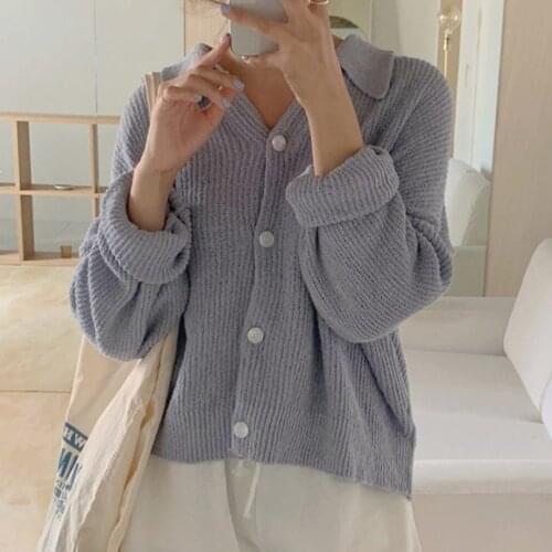 Alien Kitty Knitwear Oversize Cardigans Sweaters Lazy Style 2021 Women New Autumn Hot Solid Chic Gentle Loose Office Lady Coats