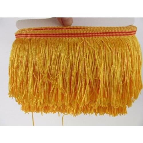 1/5 Yards 10CM Long Polyester Tassel Fringe Trim African Golden Lace Ribbon Guipure For Sewing Garment Latin Dress Accessories